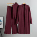 Spring Autumn 3 Piece Women Cardigan Tracksuits Fashion Knitted Pant Set Ladies Sweater Suit Vintage Fashion Ladies 3 Piece Set. 