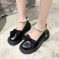 Fashion Mary Jane Shoes Women 2024 Spring/summer New Pearl Bow Single Shoe Chunky Heel Small Leather Shoes. 
