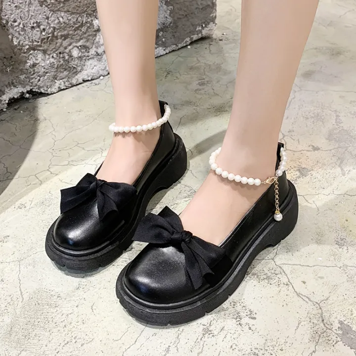 Fashion%20Mary%20Jane%20Shoes%20Women%202024%20Spring/summer%20New%20Pearl%20Bow%20Single%20Shoe%20Chunky%20Heel%20Small%20Leather%20Shoes%20-%20Image%204