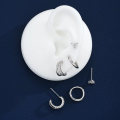 6Pcs/Set Silver Color Zircon Huggies Hoop Earrings for Women Fashion Copper Cartilage Piercing Earrings Set Female Party Jewelry. 