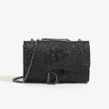 Fashion Ladies Croc Pattern Sequined Chain Crossbody Bag D‑Buckle Shoulder Messenger Handbag Women Evening Party Purse.