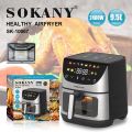 Sokany Healthy Air Fryer (SK-10067) 9.5L Large Size Digital Touch Air Fryer With Viewing Window And 12 Preset Menus, 2400W. 