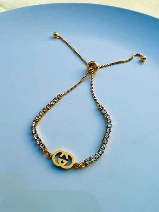 Gucci Adjustable Bracelet with zirconium stone premium quality gold colour