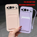 Case for Google Pixel 9 Pro XL Liquid Silicone Card Holder Soft Phone Skin Cover 9a Shockproof Back Pocket Wallet Funda. 