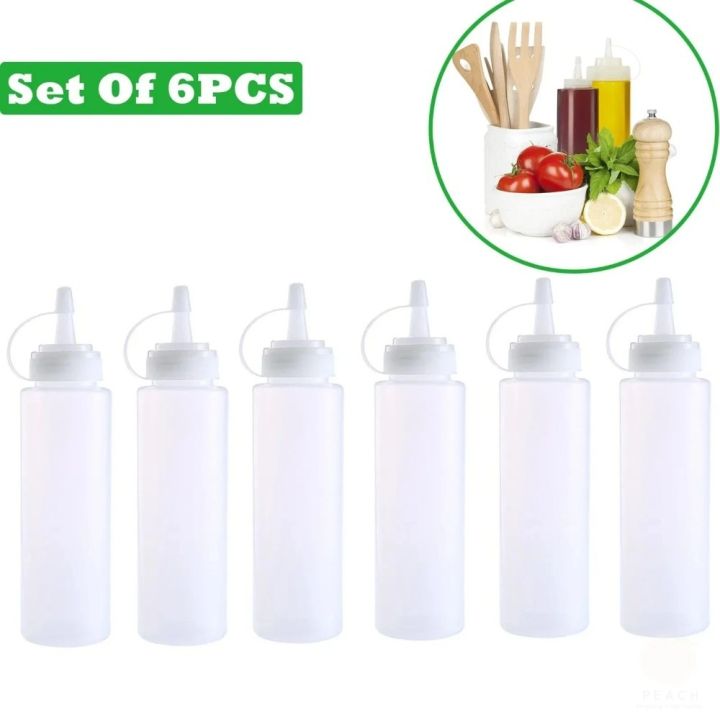 1/3/6pack Squeeze Bottle Condiment Squeeze Bottles Plastic ketchup Squeeze Squirt bottle For Sauce, BBQ, Dressing, Paint