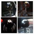 Universal Round Shifter Knob Black 8 Ball Racing Acrylic Speed Gear Shifter with 3 Adapters Fit for Manual Vehicles.