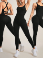 Seamless Women'S Yoga Jumpsuits Racerback Strappy Back Athletic One-Piece Bodysuits For Gym & Workout Activewear. 