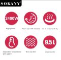 Sokany Air Fryer 9.5 Ltrs With Glass Window Basket 2400 Watt. 