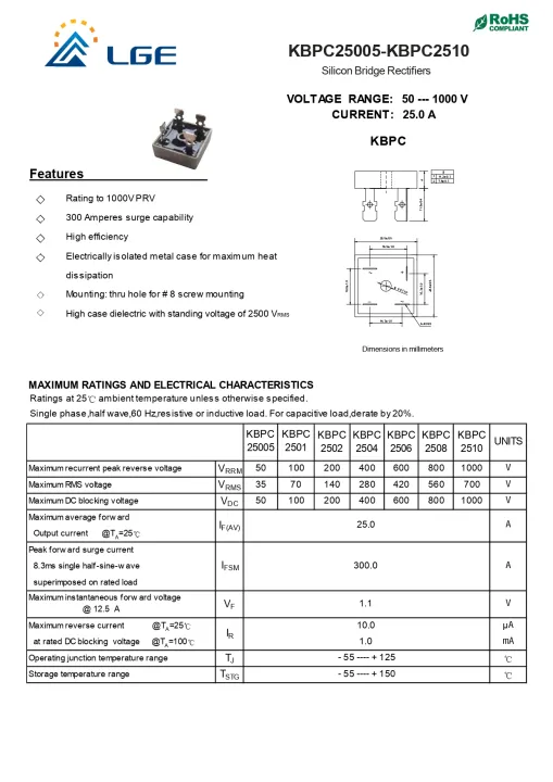 Kbpc2506%20kbpc3506%20Lge%20diode%20bridge%20rectifiers%20rectifier%2025A%2030A%20600V%20-%20Image%204