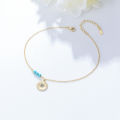 INS fine jewelry 14k 18K Gold Plated Bohemia beach Turquoise Beaded Anklet 925 Sterling Silver Devil's Eye Anklets for Women.