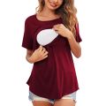 Pregnant Women's Summer Fashionable Irregular Breastfeeding Top Soft and Comfortable Round Neck Anti Light Short Sleeved T-shirt. 
