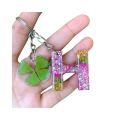 Girls Handbag Glitter Gradient Resin Alphabet Keychain Charms. 