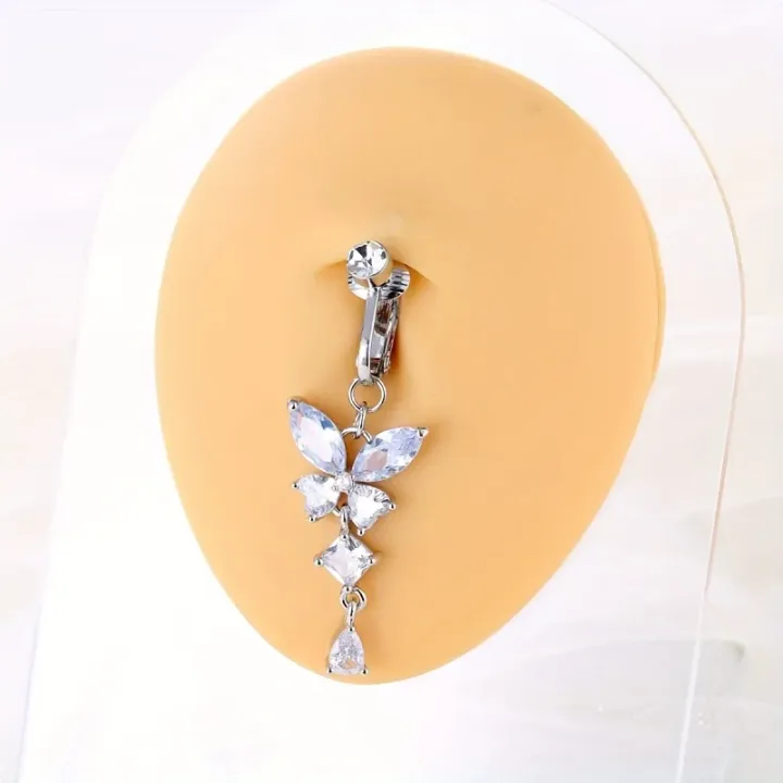 5Pcs%20Rhinestone%20Heart%20Butterfly%20Dangle%20Non%20Piercing%20Stainless%20Steel%20Navel%20Clips,Fake%20Belly%20Button%20Rings,%20%20Navel%20Jewelry%20For%20Men%20-%20Image%203
