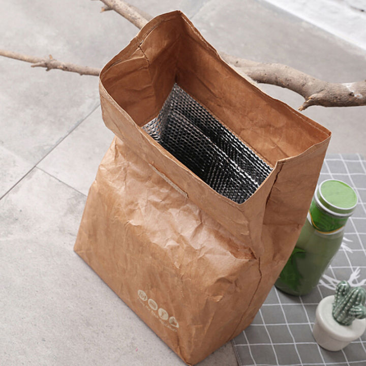 New%201Pc%20Brown%20Paper%20Lunch%20Bag%20Reusable%20Insulated%20Thermal%20Cooler%20Sack%20Magnetic%20Closure%20-%20Image%202