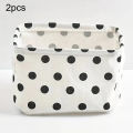 2pcs Cotton And Linen Desktop Storage Box Small Foldable Canvas Storage Basket With Handle Small Fresh Waterproof Storage Basket. 