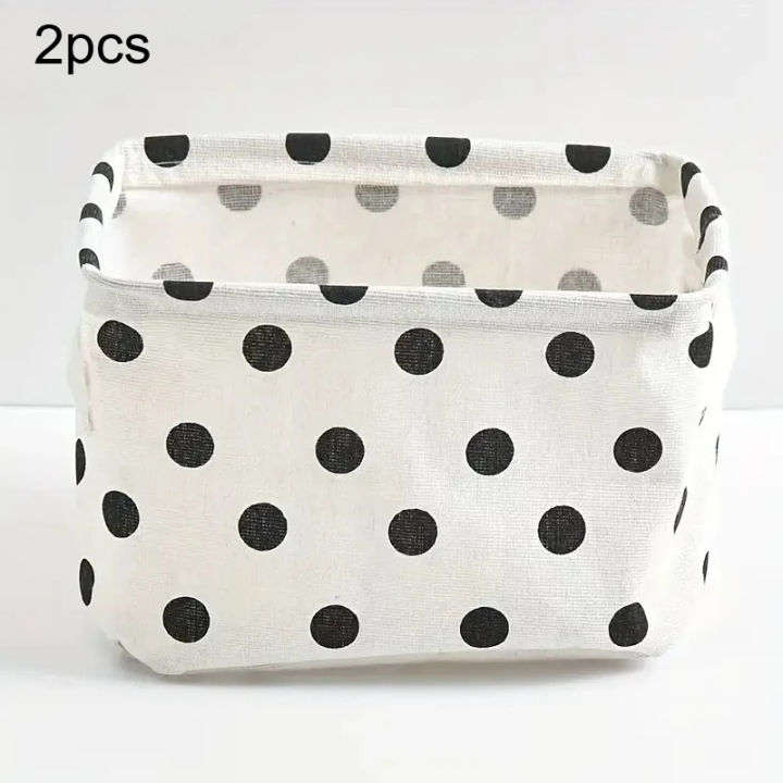 2pcs%20Cotton%20And%20Linen%20Desktop%20Storage%20Box%20Small%20Foldable%20Canvas%20Storage%20Basket%20With%20Handle%20Small%20Fresh%20Waterproof%20Storage%20Basket%20-%20Image%207