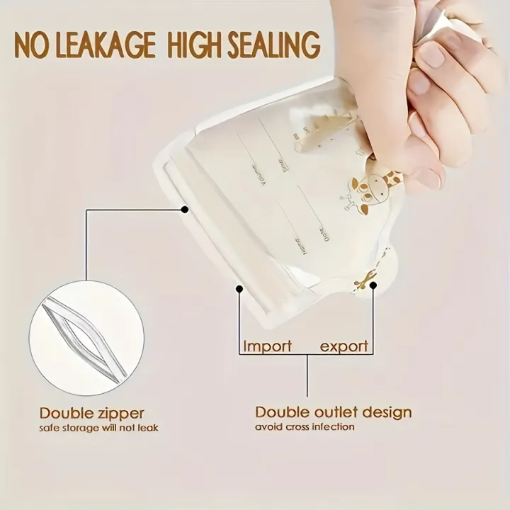 100/60/30pcs%20Pack,%208oz/250ml%20Breast%20Milk%20Storage%20Bags,%20Double-sealed%20Breastmilk%20Bag%20with%20Pour%20Spout%20for%20Breastfeeding%20-%20Image%204