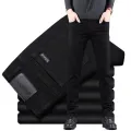 Spring Autumn New Men's Pure Black Slim Jeans Elastic Straight Pants Business Fashion Leisure Korean Vintage Denim Pants Male. 