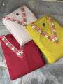 Designer Cotton Kurti with Floral Work. 