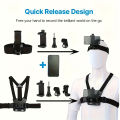 Adjustable All-in-One Action Camera Accessories Kit - Head Strap Chest Strap Mount Compatible with Hero Osmo SJCAM AKASO I.