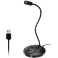 USB Microphone, 360 Degree Adjustable Gooseneck Design, Mute Button & LED Indicator, Noise-Canceling Technology, Plug & Play.