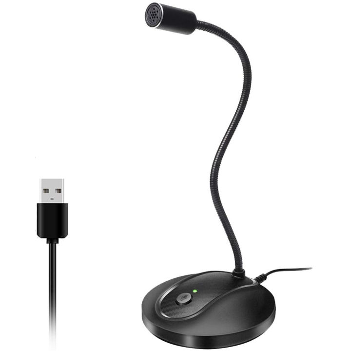 USB Microphone, 360 Degree Adjustable Gooseneck Design, Mute Button & LED Indicator, Noise-Canceling Technology, Plug & Play