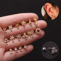 1PC 18G Tower Heart Flower Star  Stainless Steel Barbell Piercing CZ Ear Tragus Cartilage Helix Snug Piercing Stud. 