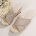 2024 Summer New Fashion Wedge Casual Waterproof Platform Slippers Thick Sole High Heel Sandals for Women. 