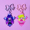 Anime Panty & Stocking with Garterbelt Figure Acrylic Stand Ornament Cute Desktop Model Decoration Cosplay Props Fans  10CM. 