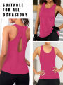 Super Soft Cross Backless Workout Tops for Women Racerback Tank Tops Open Back Running Muscle Tank Yoga Shirts.