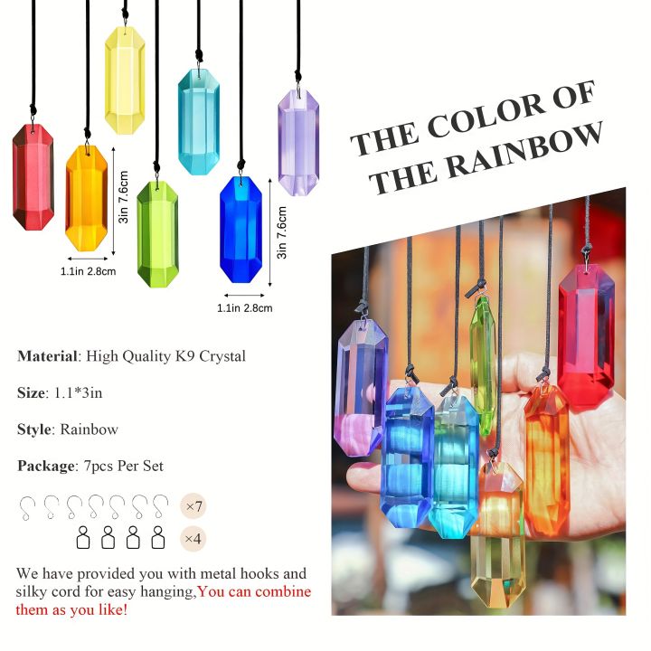 7pcs%20Crystal%20Suncatcher%20Prisms%203''%20Indoor%20Window%20Hanging%20Ornament%20Rainbow%20Glass%20Prism%20Sun%20Catcher%20Decor%20for%20Home%20Garden%20Healing%20-%20Image%206