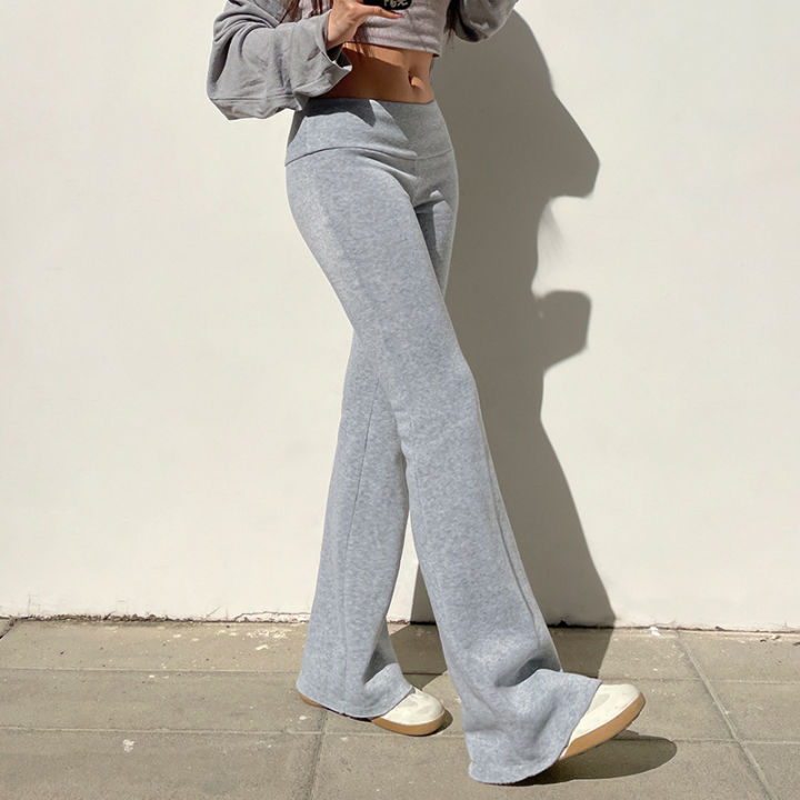 2025%20Slim%20Low%20Waist%20Casual%20Sweatpants%20For%20Women%20Solid%20Simple%20Basic%20Flared%20Pants%20Sports%20Jogging%20Trousers%20-%20Image%203