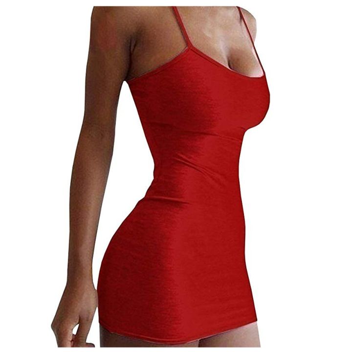 Spaghetti Strap Bodycon Mini Dress Women Tank Club White Party Camisole Dresses Summer New Solid Color Sundress