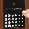 12pairs Fashionable Minimalist Cubic Zirconia Sparkly Earrings，Suitable For Holidays, Parties, Dates, , Everyday Wear. 