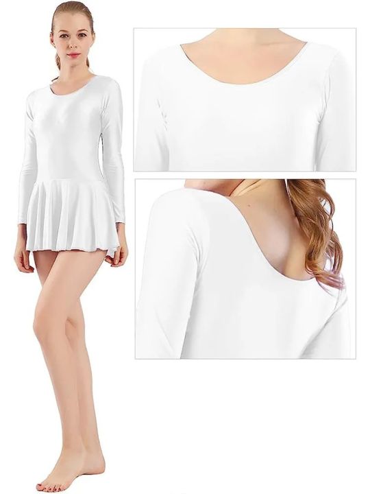 Women's%20Glossy%20Long%20Sleeve%20Ruffled%20Leotard%20Dress%20Solid%20Color%20round%20Neck%20for%20Ballet%20Swimming%20Dance%20Training%20Sports%20-%20Image%206
