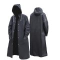 EVA  Long Windproof and Waterproof One Piece Raincoat with Black Hooded Outdoor Cycling and Hiking Thickened Raincoat. 