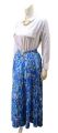 Western style fancy stitched blue printed skirt for women. 