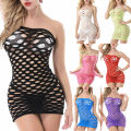 lingerie with big holes, hip hugging skirt, seductive mesh dress, plus size mesh socks, stockings, uniform, sleeveless. 