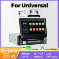 1Din 7" Auto Retractable Screen Car Multimedia Video Player Wireless CarPlay Android Auto Mirror link Built in AUX DAB Autoradio.