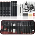 29Pcs Drawing Kit Sketching Pencils Set,Portable Pen Curtain-Charcoal Pencils, Sketch Pencils, Charcoal Stick,Sharpener,Eraser. 