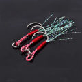 20/100pcs Slow Jigging Fishing Cast Jigs Assist Hook Barbed Single Jig Hooks Thread Feather Pesca High Carbon Steel Fishing Lure.