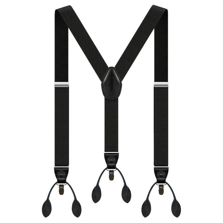 Suspenders for Men Button & Clip End Heavy Duty Adjustable Elastic Y-Shape Stainless Steel
