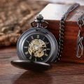 Classic double face hand winding mechanical pocket watch smooth surface hollowed Roman numeral men women mechanical pocket watch.