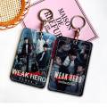 Weak Hero Class 1 Classic Vintage 1Pc PU Leather Card Holder Keychain Key Ring Door Lock Access Tags ID Card Case Keychain Card. 