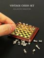 1 Set Dollhouse Miniature Chess Set Metal Non‑magnetic 1:6 1:12 Scale Mini Simulation Toy House Living Room Study Decor Ornament.