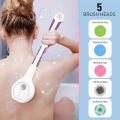 Imported Brand Electric Body Brush Electric Massaging Bath Silicon Body Scrubber Waterproof Exfoliating Brush Shower 5 Heads Skin Scrubber With Long Handle For Men/Women 3 Mode Battery Cleansing 1PC Random Color. 