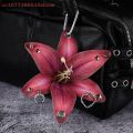 Elegant Lily Flower Keychain Hand-Punched Puncture Simulation Pendant Fashion Creative Bag Accessory Personalized Gift. 