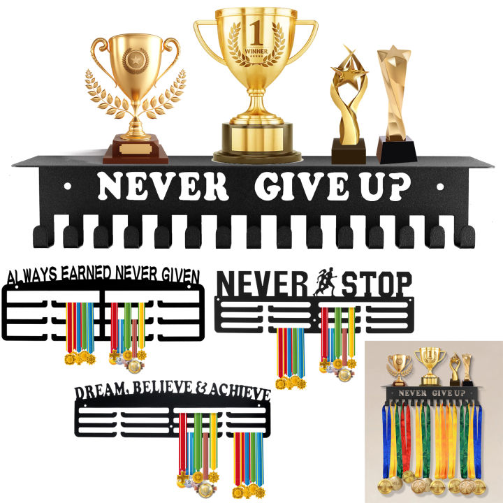 Returns Rack Words Medal Hanger Display Rack Wall Mount Metal Trophy Rack Ribbons Medals ...