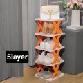 Multifunctional Shoe Rack, Stackable Lightweight Adjustable Display Organizer Shelf Footwear Space Saving Heavy Duty Household Shoe Stand (5 Tier). 