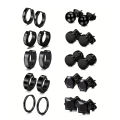 10pairs Earrings Black Stainless Steel Stud Earrings Set For Men Women, Fashion Piercing Jewelry Dangle Hoop Earrings Set.